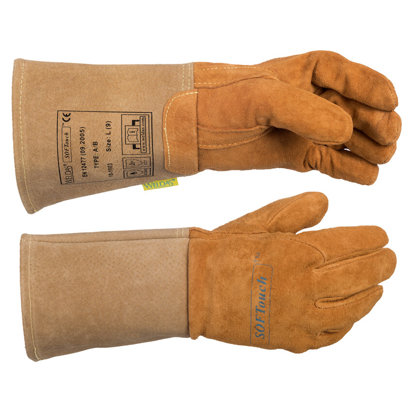 Afbeelding voor Lashandschoen TIG 5V suede varkensleer kap  35 cm maat M /8,5
