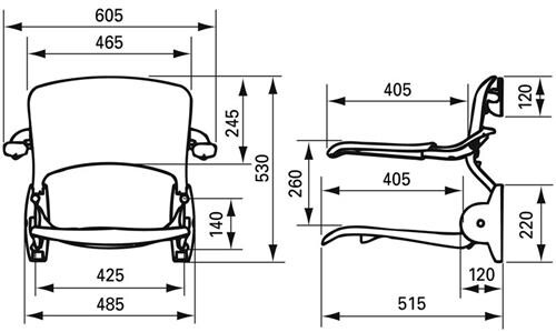 Linido opklapbare douchezitting met armleuning wit