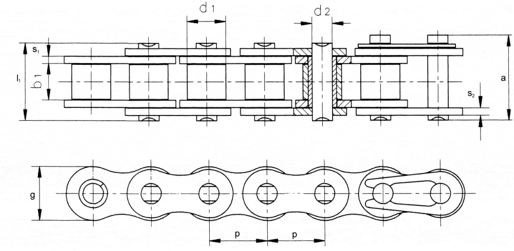 Rollenketting 1/2x5/16 08B-1 per meter