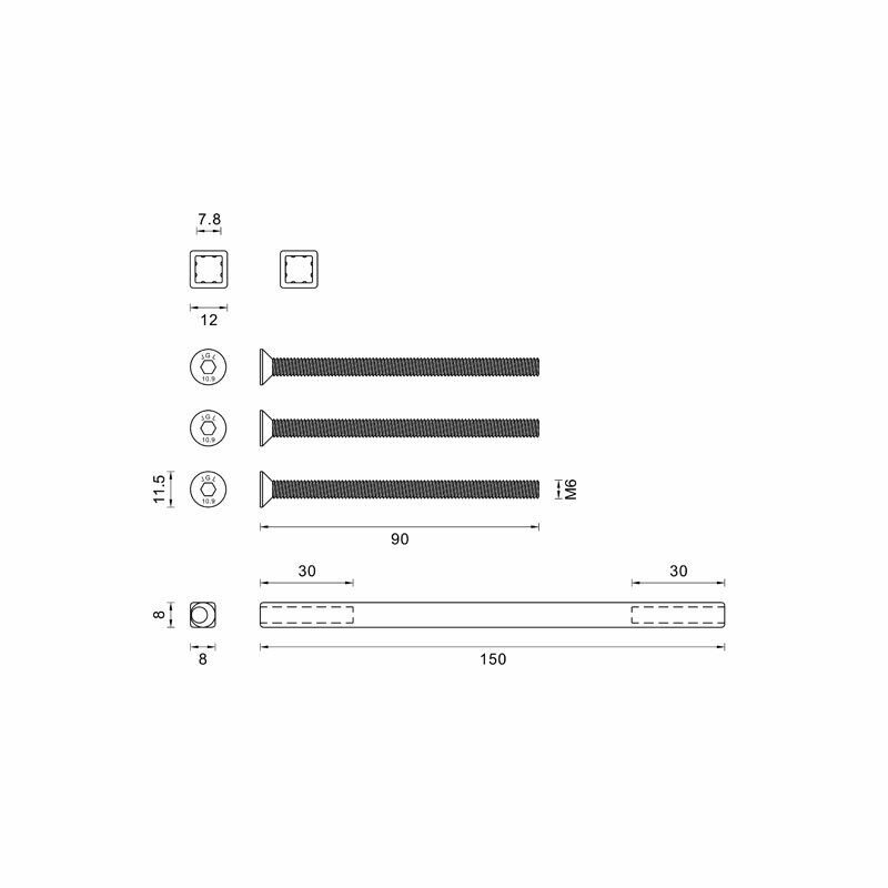 Bevestigingsset+wisselstift kr/kr 78-84mm (deurdikte 80mm)