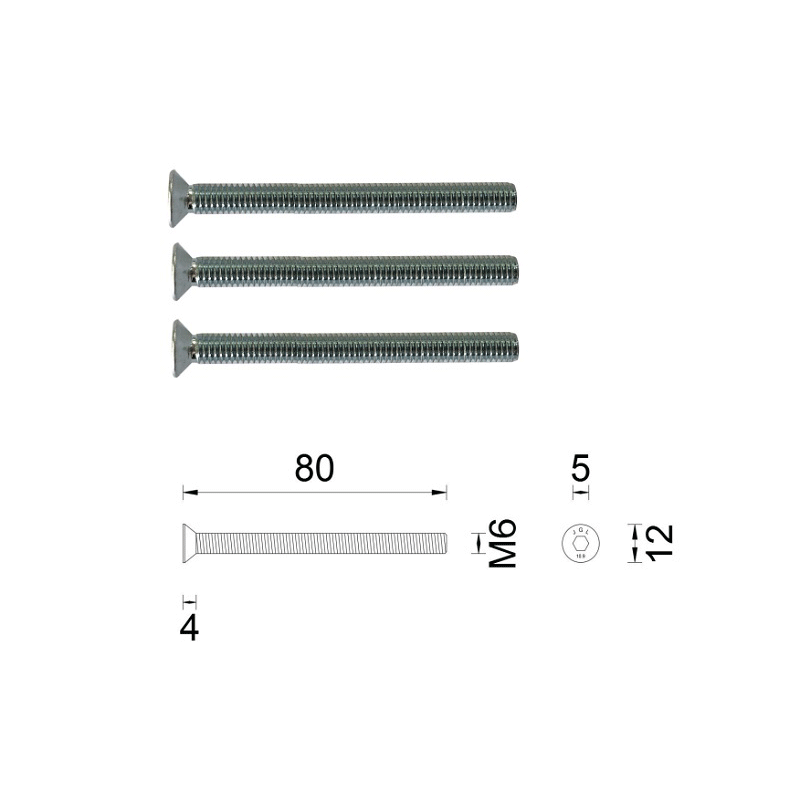 Bevestigingsset+wisselstift smal kr/kr 61-69mm (deurdikte 64mm)