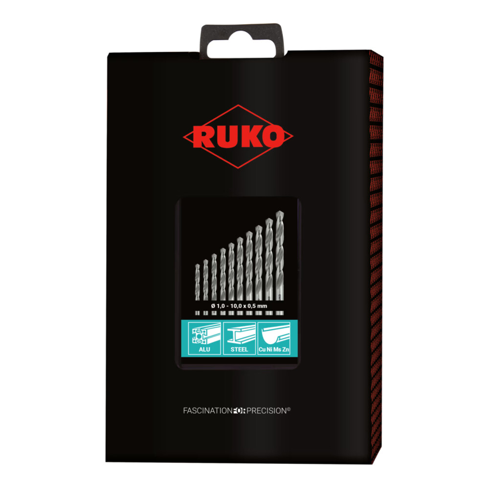 Spiraalborenset HSS-G DIN 338 geslepen 19-dlg(1-10mm)