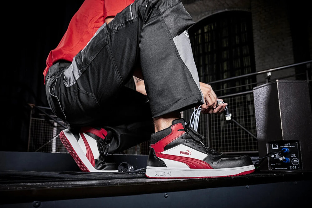 Schoen Frontcourt hoog S3L - zwart/wit/rood 47