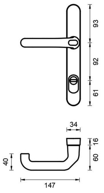Vh-buitenschild+kruk smal rond 32x246mm kerntrek PC92-F1 SKG***