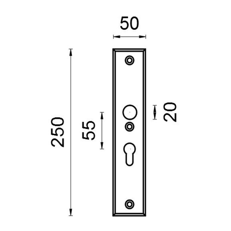 Vh-binnenschild recht 50x250mm PC55-F1 SKG***