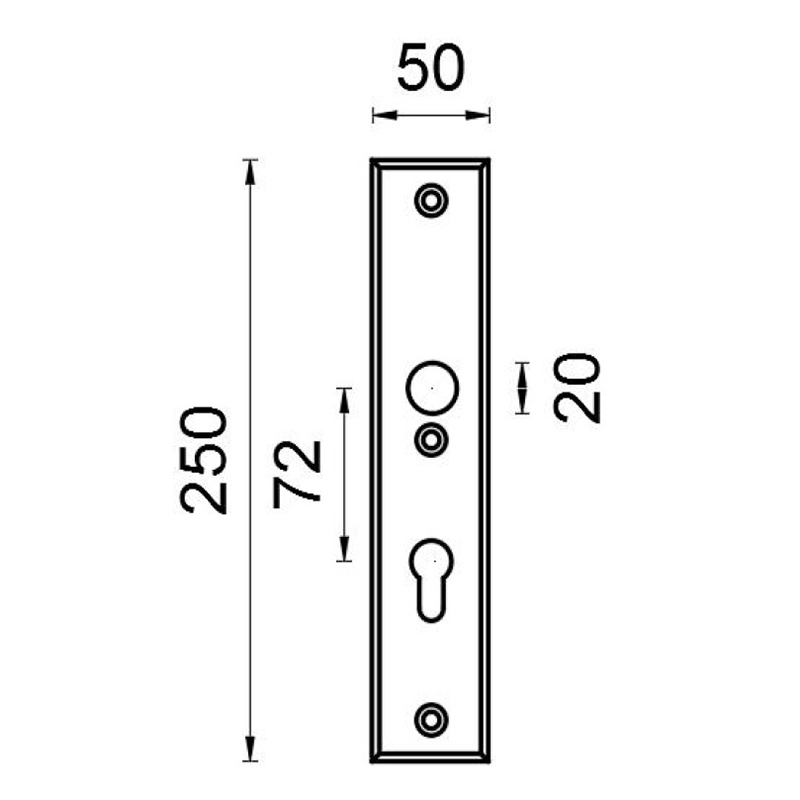 Vh-binnenschild recht 50x250mm PC72-F1 SKG***