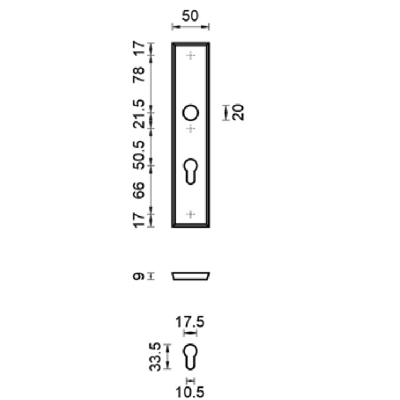 Vh-binnenschild recht 50x250mm PC72-F1 SKG***